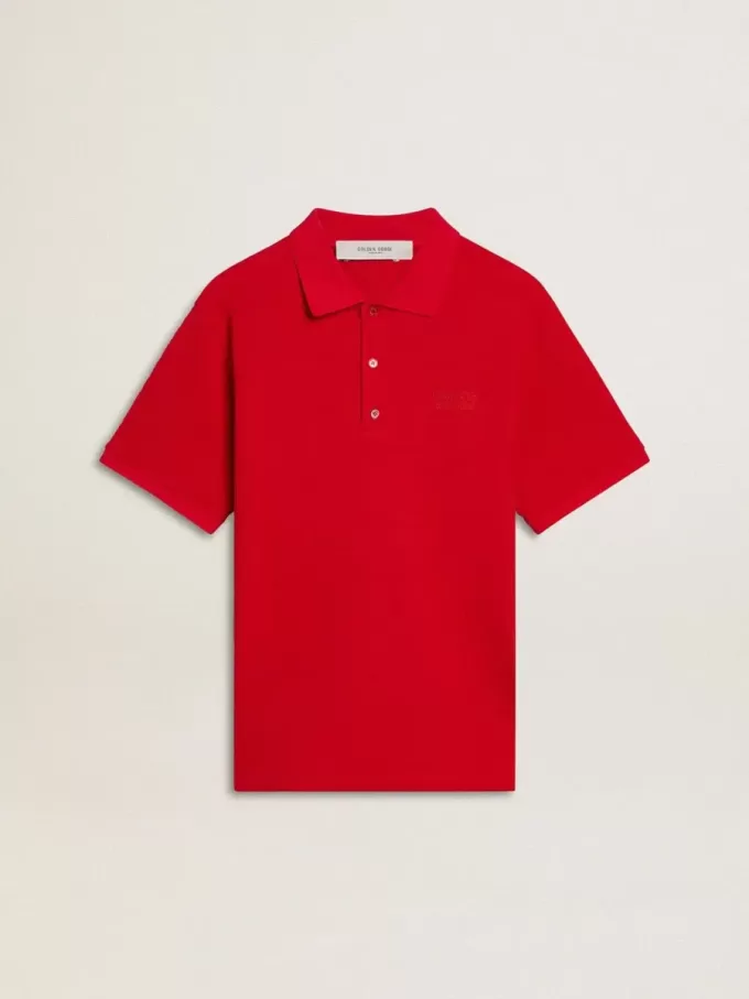 Herren-Poloshirt aus rotem Baumwollpiqué