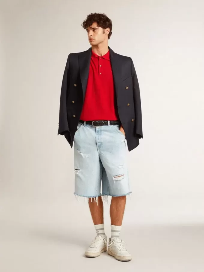 Herren-Poloshirt aus rotem Baumwollpiqué