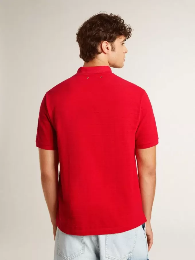Herren-Poloshirt aus rotem Baumwollpiqué