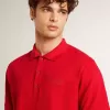 Herren-Poloshirt aus rotem Baumwollpiqué