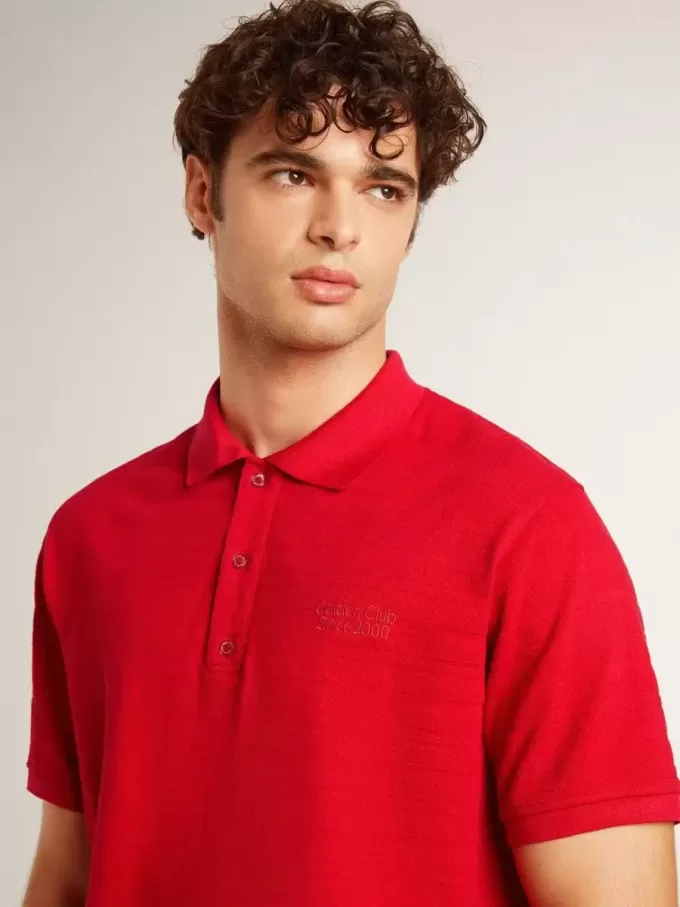 Herren-Poloshirt aus rotem Baumwollpiqué
