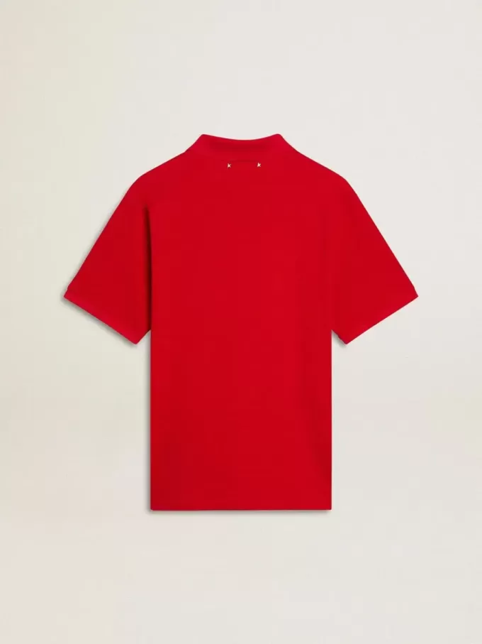 Herren-Poloshirt aus rotem Baumwollpiqué