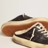 Herren-Sabot-Schuhe Space-Star aus gestepptem schwarzem Nylon mit Lammfellfutter