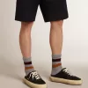 Herren-Sabots „Space-Star” aus schwarzem Nylon mit schwarzem Lederstern