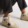 Herren-Sky-Star aus cremefarbenem Nylon und Leder mit blauem Wildlederstern