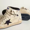 Herren-Sky-Star aus cremefarbenem Nylon und Leder mit blauem Wildlederstern