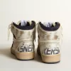 Herren-Sky-Star aus cremefarbenem Nylon und Leder mit blauem Wildlederstern