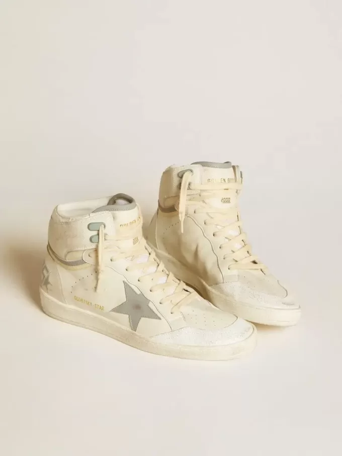 Herren-Sky-Star aus Leder mit hellblauem Lederstern und weißer Fersenlasche