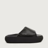 Herren-Slip-Ons Space-Star Slide aus schwarzem Leder