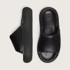 Herren-Slip-Ons Space-Star Slide aus schwarzem Leder