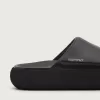 Herren-Slip-Ons Space-Star Slide aus schwarzem Leder