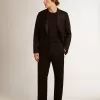 Herren-Smokinghose aus schwarzer Wollgabardine