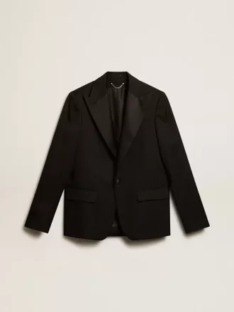 Herren-Smokingjacke aus schwarzer Wollgabardine Herren-Smokingjacke aus schwarzer Wollgabardine