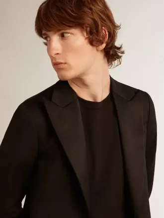 Herren-Smokingjacke aus schwarzer Wollgabardine Herren-Smokingjacke aus schwarzer Wollgabardine