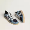 Herren-Sneaker „Ball Star” aus blauem Wildleder mit silbernem Lederstern und Fersenlasche