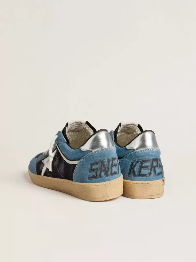 Herren-Sneaker „Ball Star” aus blauem Wildleder mit silbernem Lederstern und Fersenlasche