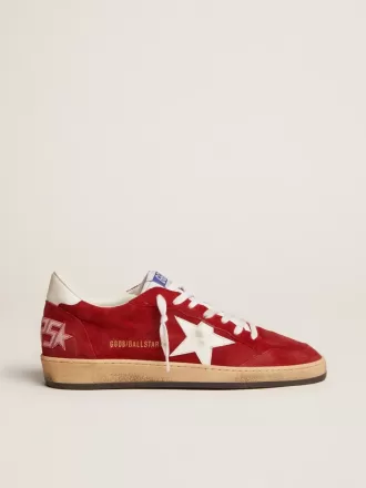 Herren-Sneaker „Ball Star” aus dunkelrotem Wildleder mit weißem Stern und Fersenlasche