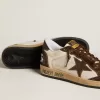 Herren-Sneaker „Ball Star” aus Nappa und Mesh mit Stern aus Wildleder und braunen Ledereinsätzen
