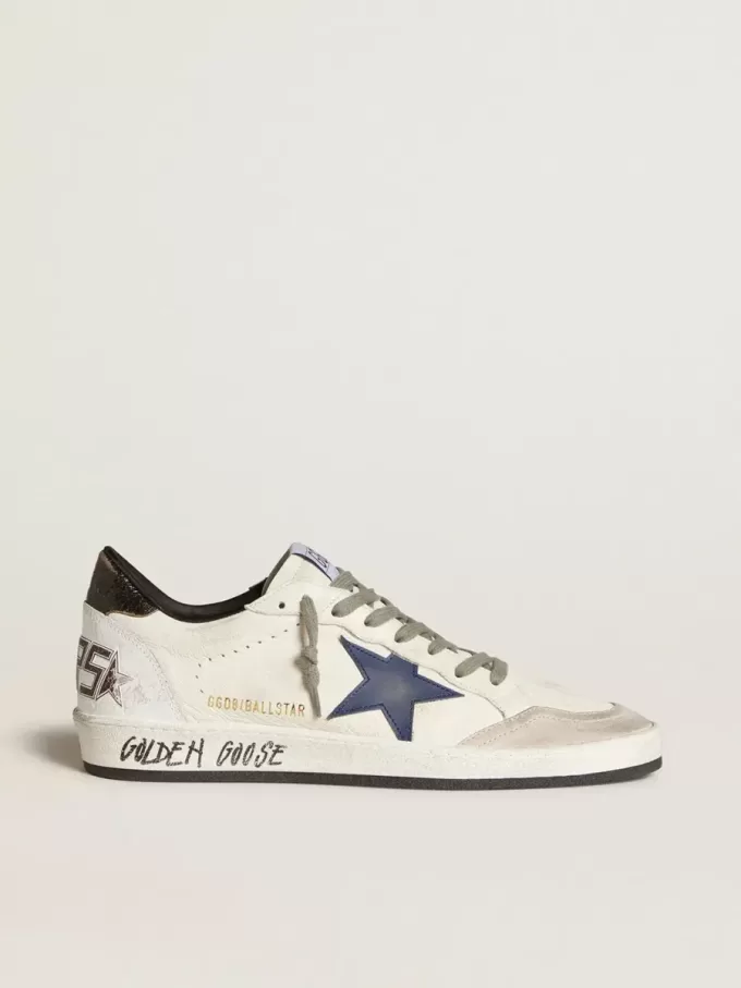 Herren-Sneaker „Ball Star” aus Nappaleder mit Lederstern und metallischer Lederlasche am Fersenbereich