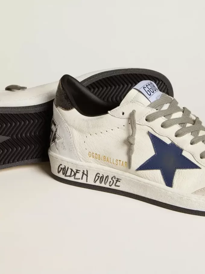 Herren-Sneaker „Ball Star” aus Nappaleder mit Lederstern und metallischer Lederlasche am Fersenbereich