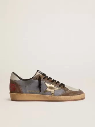 Herren-Sneaker „Ball Star” aus Nubuk und Wildleder mit goldfarbenem Metallic-Stern