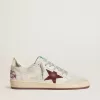 Herren-Sneaker „Ball Star” aus Nubukleder mit Krokodilprägung und burgunderrotem Wildlederstern Herren-Sneaker „Ball Star” aus Nubukleder mit Krokodilprägung und burgunderrotem Wildlederstern