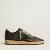 Herren-Sneaker „Ball Star” aus schwarzem Nappaleder mit Stern aus Wildleder und Fersenlasche aus Nappaleder
