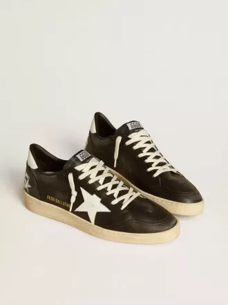 Herren-Sneaker „Ball Star” aus schwarzem Nappaleder mit weißem Lederstern und Fersenlasche