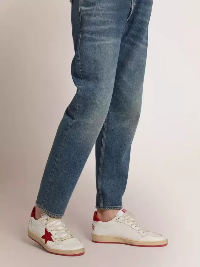Herren-Sneaker „Ball Star” aus weißem Leder