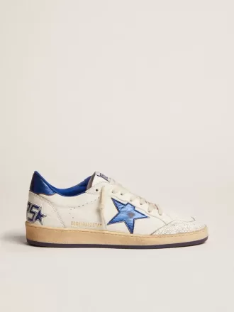 Herren-Sneaker „Ball Star” aus weißem Nappaleder mit blauem Stern und Fersenlasche
