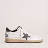 Herren-Sneaker „Ball Star” aus weißem Nappaleder mit schwarzem Stern