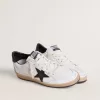 Herren-Sneaker „Ball Star” aus weißem Nappaleder mit schwarzem Stern