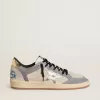 Herren-Sneaker „Ball Star” aus Wildleder und Nubukleder mit silbermetallischem Lederstern und goldmetallischer Lederferse