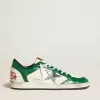 Herren-Sneaker Ball Star LAB aus grünem und weißem Leder mit silbernem Stern Herren-Sneaker Ball Star LAB aus grünem und weißem Leder mit silbernem Stern