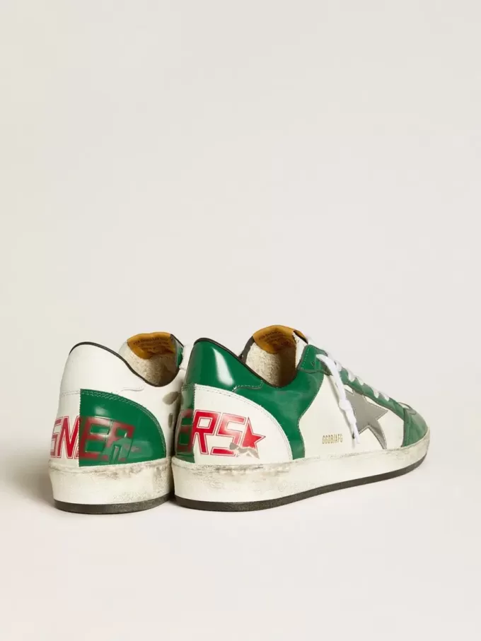 Herren-Sneaker Ball Star LAB aus grünem und weißem Leder mit silbernem Stern Herren-Sneaker Ball Star LAB aus grünem und weißem Leder mit silbernem Stern
