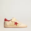 Herren-Sneaker „Ball Star LAB” aus Nappa und PVC mit rotem Wildlederstern und Fersenlasche
