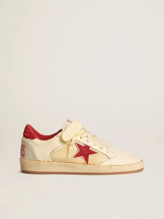 Herren-Sneaker „Ball Star LAB” aus Nappa und PVC mit rotem Wildlederstern und Fersenlasche