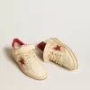 Herren-Sneaker „Ball Star LAB” aus Nappa und PVC mit rotem Wildlederstern und Fersenlasche
