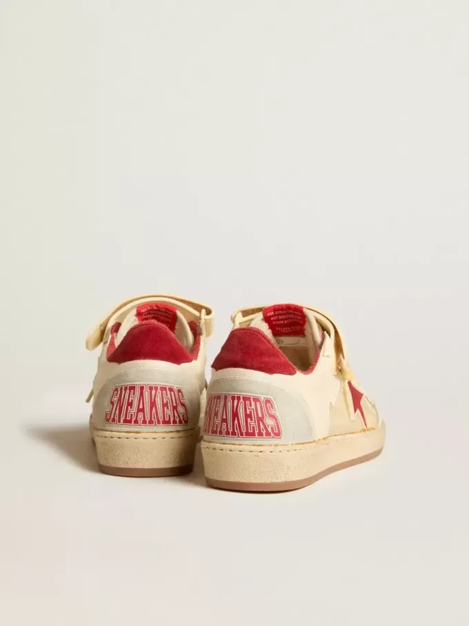 Herren-Sneaker „Ball Star LAB” aus Nappa und PVC mit rotem Wildlederstern und Fersenlasche