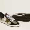 Herren-Sneaker Ball Star LAB aus silbernem Leder mit braunem Lederstern und schwarzer Fersenlasche Herren-Sneaker Ball Star LAB aus silbernem Leder mit braunem Lederstern und schwarzer Fersenlasche