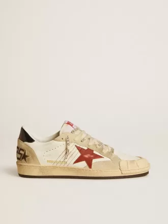 Herren-Sneaker Ball Star LTD aus Nappaleder mit rotem Lederstern und Lederlasche an der Ferse