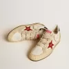 Herren-Sneaker Ball Star LTD aus Nappaleder mit rotem Lederstern und Lederlasche an der Ferse