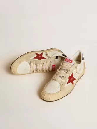 Herren-Sneaker Ball Star LTD aus Nappaleder mit rotem Lederstern und Lederlasche an der Ferse