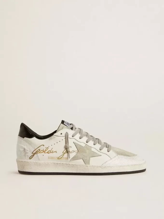 Herren-Sneaker „Ball Star LTD” mit Stern aus Wildleder und Fersenlasche aus strukturiertem Leder