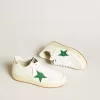 Herren-Sneaker „Ball Star” mit grünem Lederstern und metallischer Lederlasche an der Ferse