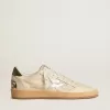 Herren-Sneaker „Ball Star” mit silbernem Lederstern und grüner Lederlasche an der Ferse
