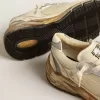 Herren-Sneaker Dad-Star aus beigem Nappaleder und Nylon mit weißem Lederstern
