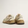 Herren-Sneaker Dad-Star aus beigem Nappaleder und Nylon mit weißem Lederstern