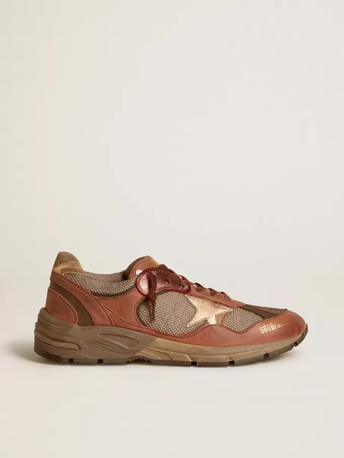Herren-Sneaker Dad-Star aus Nubukleder mit goldenem Lederstern und Fersenlasche aus Wildleder