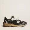 Herren-Sneaker Dad-Star aus schwarzem Mesh und Nappaleder mit eisblauem Stern